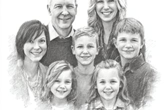 draw realistic pencil sketch of your family from a photo