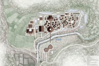 do site plan render for architecture projects in photoshop