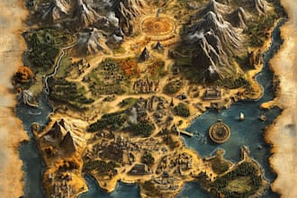 make fantasy map illustration for dnd, novels and games