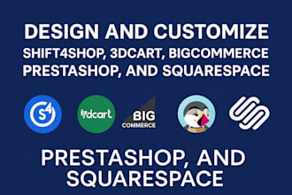 design and customize shift4shop, 3dcart, shopify, prestashop, and squarespace