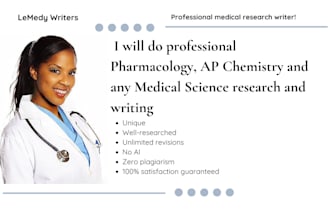 do pharmacology, ap chemistry and any medical science research and writing