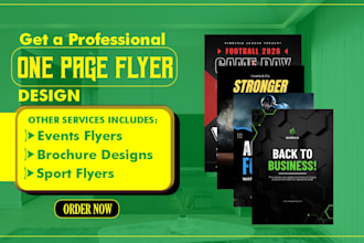 design a promotional one page flyer design for your business, events and sports