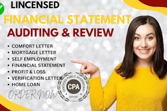 prepare and sign CPA certified financial statement, US CPA audit comfort letter