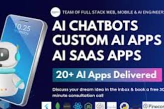 develop chatgpt ai mobile app, websites, ai software, saas apps, ai chatbot