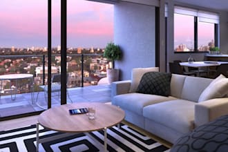 remodel 3d minima interior design,seat terrace,dining room,bedroom render, VR,ar
