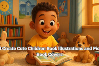 create cute children book illustrations and picture book covers