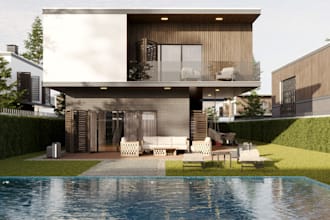 create 3d landscape design, backyard, pool, garden, patio, front yard design