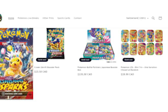 design trading card shopify store pokemon website trading card store tcg store