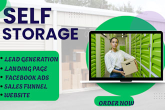 build self storage website storage facility landing page storage unit ads set