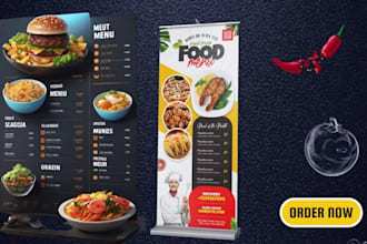 design menu, digital restaurant flyer, menu board, pricelist, menu design