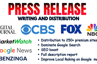write and submit press release for pr distribution on premium media sites