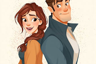 draw you a disney style cartoon portrait