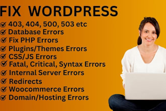 fix 403, 404, 505, 503 errors in wordpress website, critical, fatal, doman error