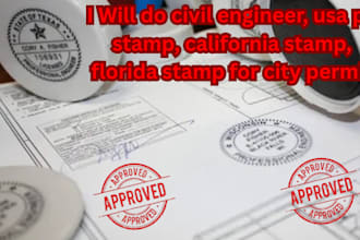 do civil engineer, usa pe stamp, california stamp, florida stamp for city permit