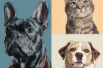 draw your cat, dog, or any pet into cartoon vector portrait
