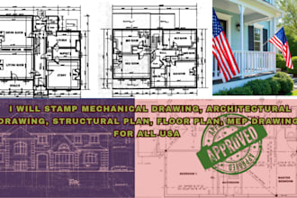 review stamp architectural drawing floor plan mep plan garage framing site plan