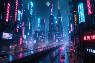 making a cyberpunk futuristic city art