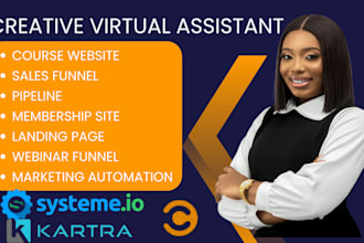 build kajabi kartra ghl systemeio course website,funnel,VA