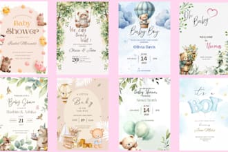 design beautiful and custom baby shower cards or invitations
