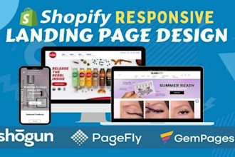 design shopify landing page, shogun landing page, landing page with pagefly