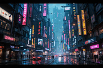 design a cyberpunk futuristic city art