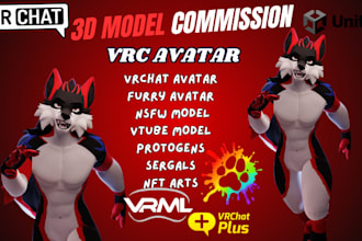do 3d furry vrchat avatar, nsfw vtuber nsfw model for  pc quest