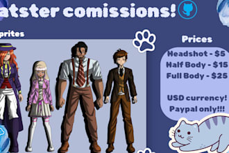 draw a danganronpa style sprite for you