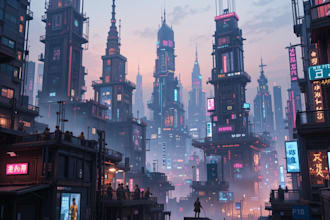 making a cyberpunk futuristic city art