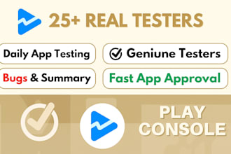 provide 12 testers or 20 testers for google play closed testing for 14 days