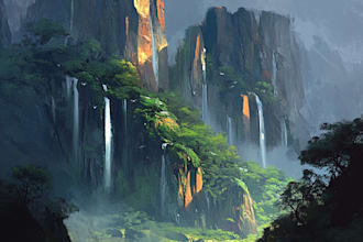 do your amazing stylized  concept art, fantasy landscape