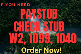 do paystub , adp paystubs , payroll , 1099 and w2 in 1 hour
