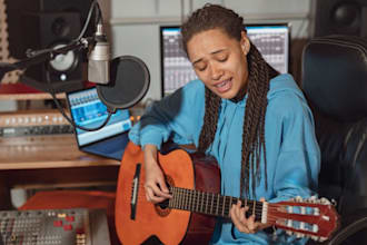 produce modern country song with acoustic guitar any style as a female singer