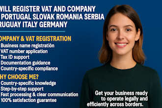 register vat and company in portugal, slovakia, romania, serbia, uruguay