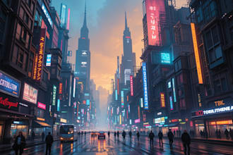 do cyberpunk futuristic city art