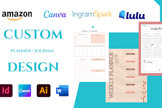 design custom printable journal, canva editable checklist, workbook journal kdp
