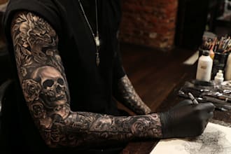 create unique custom tattoo design for you, sleeve tattoo