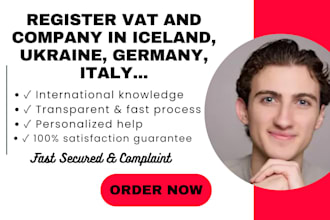 register vat and company in iceland, ukraine, italy, germany, madagascar