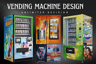 design unique vending machine wrap, atm wrap, vending machine logo design,