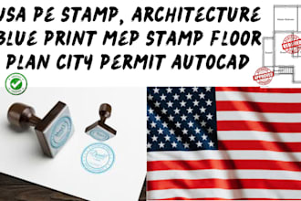 usa pe stamp, architecture blue print mep stamp floor plan city permit autocad