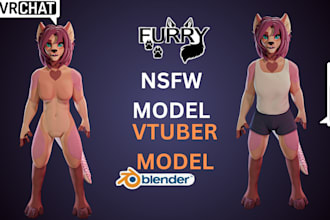 create a realistic vrchat avatar, 3d furry model nsfw, vtuber and vseeface