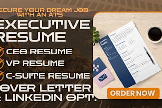 write a job winning ats resume for executive level, cover letter and linkedin