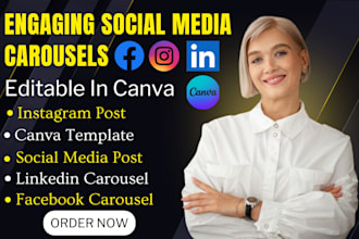 design canva instagram carousel, linkedin instagram post and social media post
