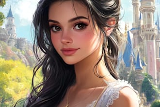 draw you a beautiful portrait in disney cartoon style