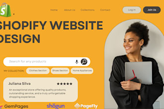 design shopify website landing page, ecommerce store shopify payment