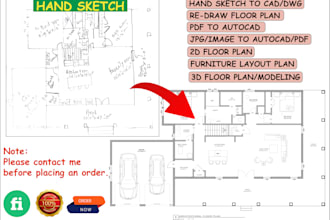 redraw 2d and 3d floor plans with  USA city permit drawings