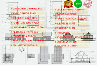 create 2d and 3d floor plans with  USA city permit drawings