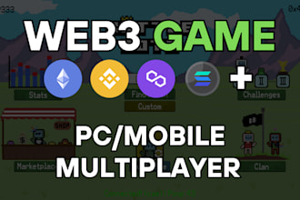 create a web3 blockchain video game PC and mobile on evm or sol
