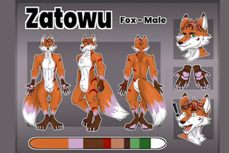 draw furry character reference sheet anthro nsfw oc sona for fursuit commission