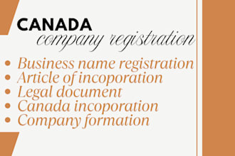 incorporate your company in canada, business registration and legal document