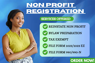 do nonprofit registration, 501c3 reinstatement, ein, bylaws, and irs form 1023ez